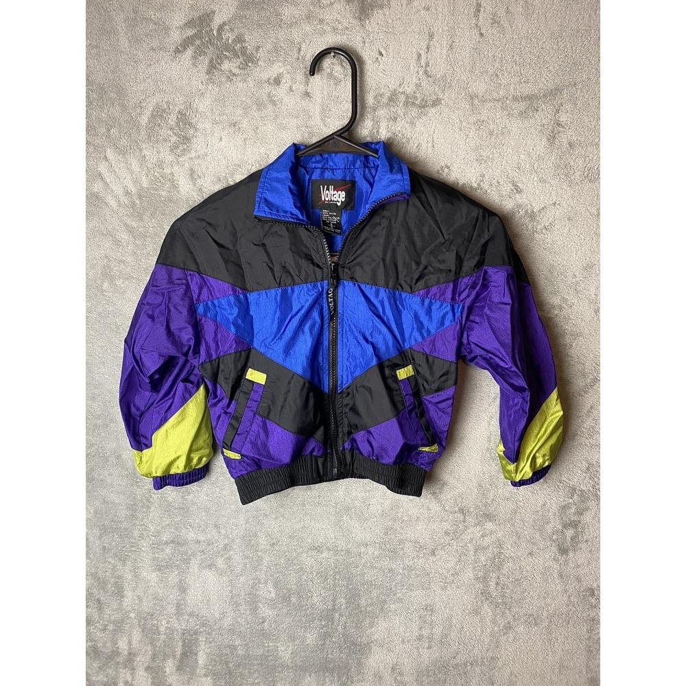 Voltage‎ Kids S Jacket Colorblock Black Purple Blue Retro Style
